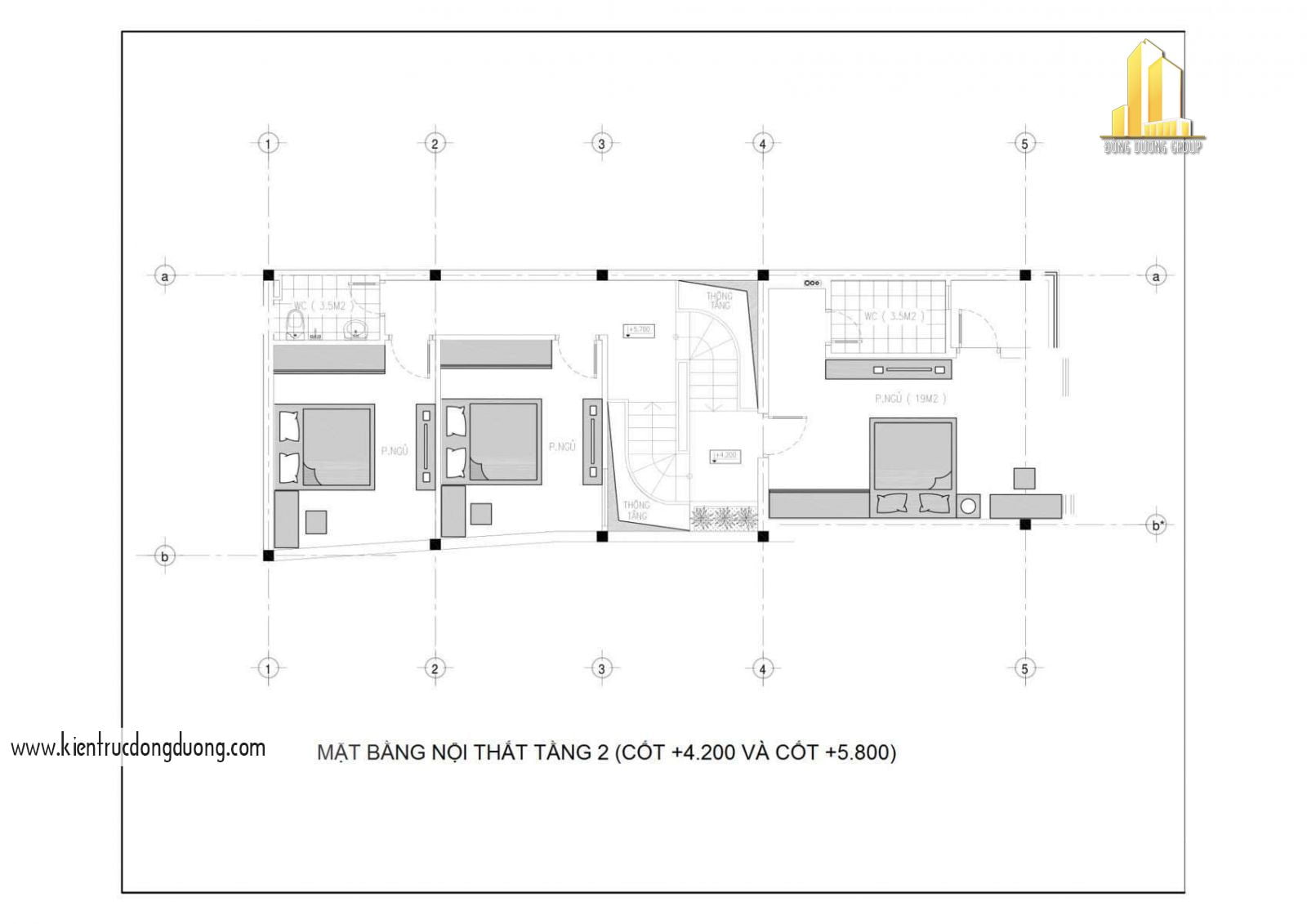 bản vẽ mặt bằng nhà 2 tầng mặt tiền 6m hiện đại