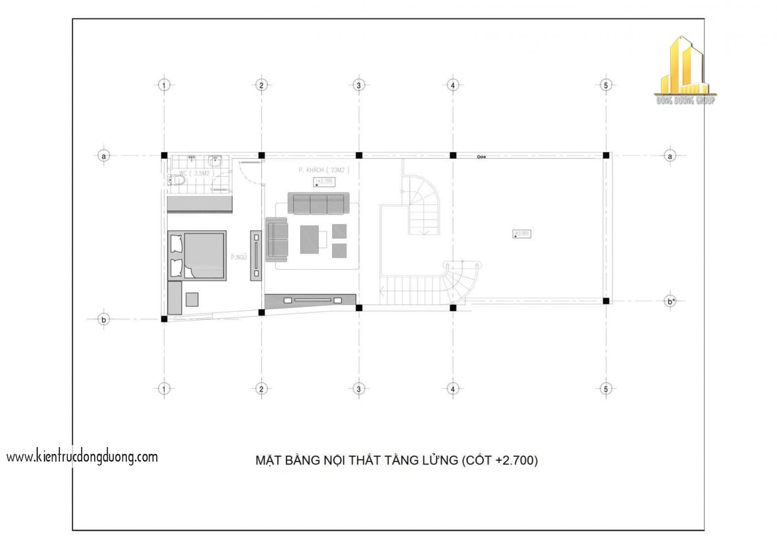 bản vẽ mặt bằng nhà 2 tầng mặt tiền 6m hiện đại