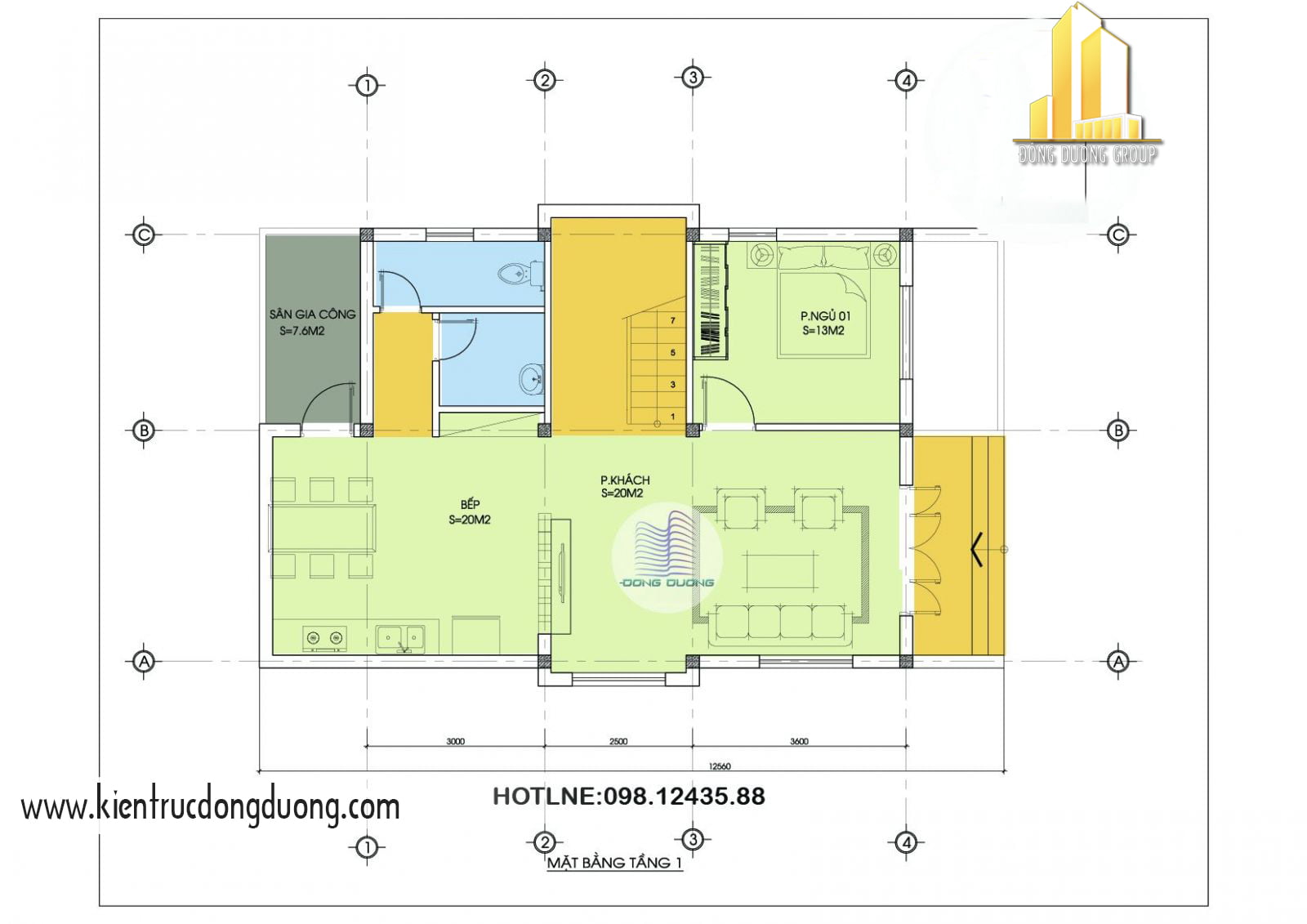 Thiết kế biệt thự phố 3 tầng hiện đại - mặt bằng T3