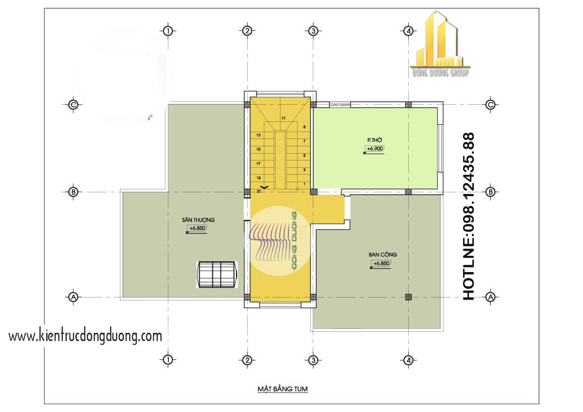 Thiết kế biệt thự phố 3 tầng hiện đại - mặt bằng T3