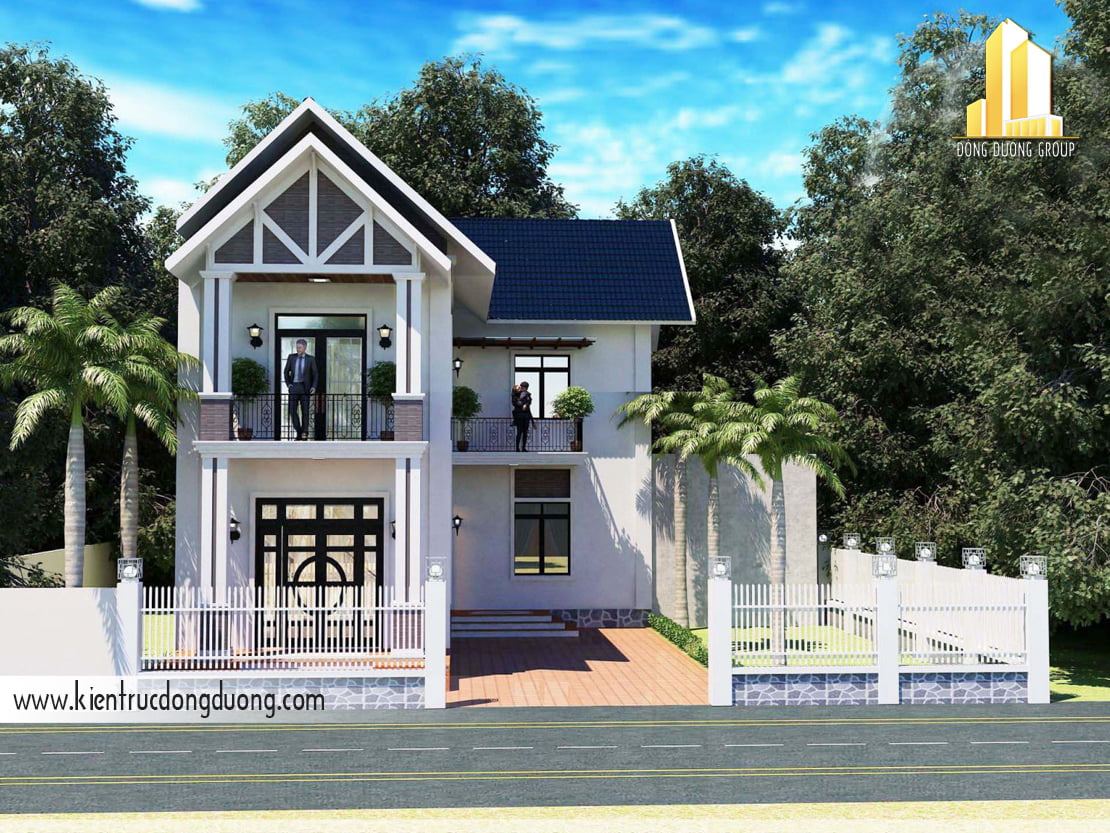 Thiết kế nhà chữ L 2 tầng mái Thái – NP2219