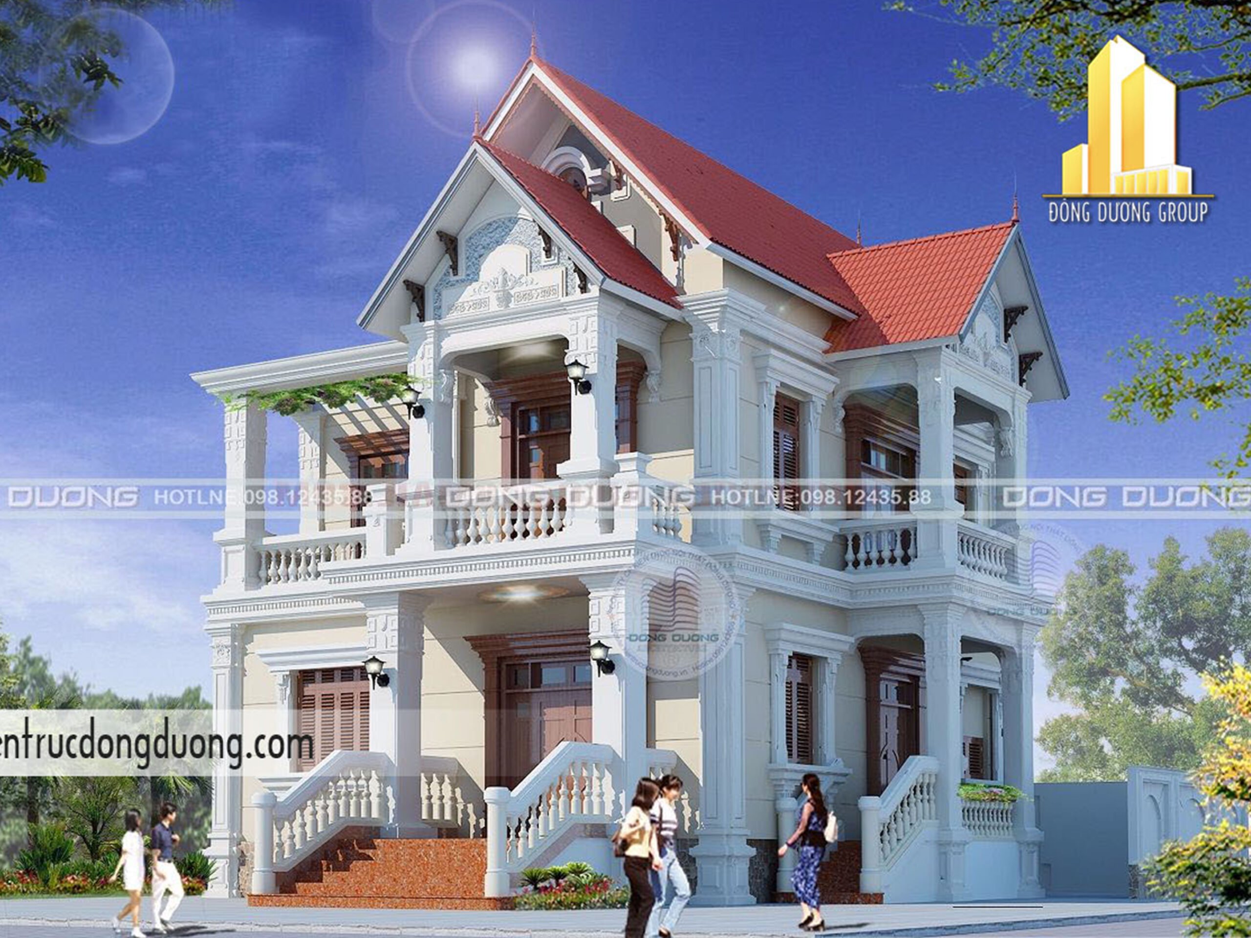 Thiết kế biệt thự mini 2 tầng phong cách tân cổ điển – BT1617