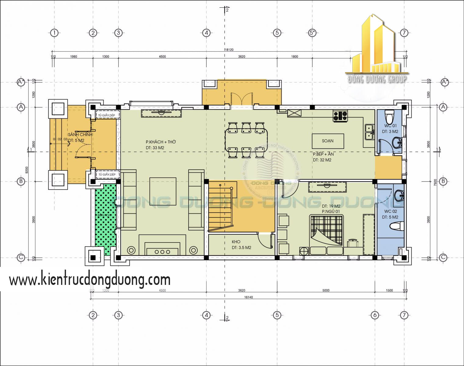 Thiết kế biệt thự mini 2 tầng -kientrucdongduong.com -BT1617- MBT1