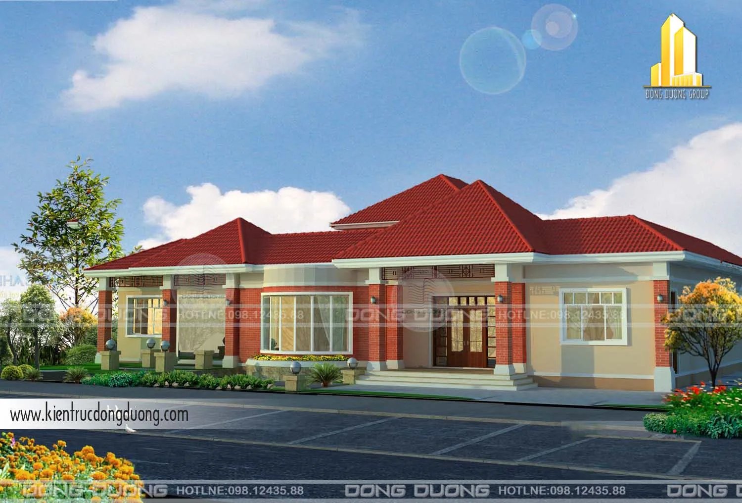 Thiết kế biệt thự nhà vườn 1 tầng -BT1608 - kientrucdongduong.com 01