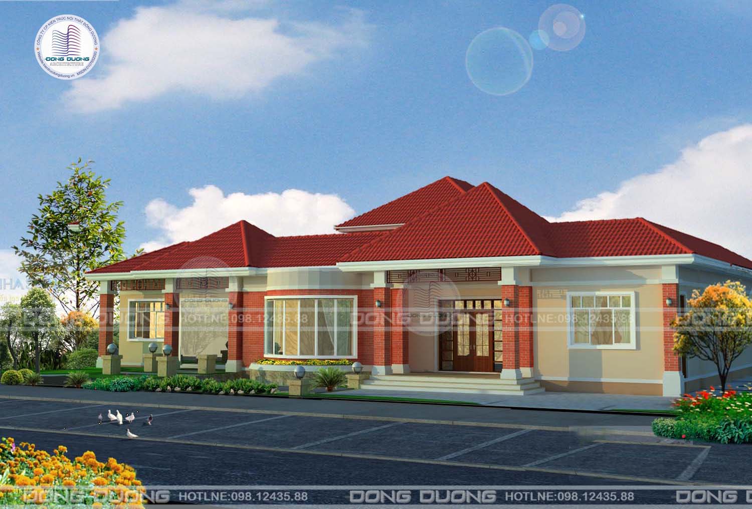 Thiết kế biệt thự nhà vườn 1 tầng -BT1608 - kientrucdongduong.com 01