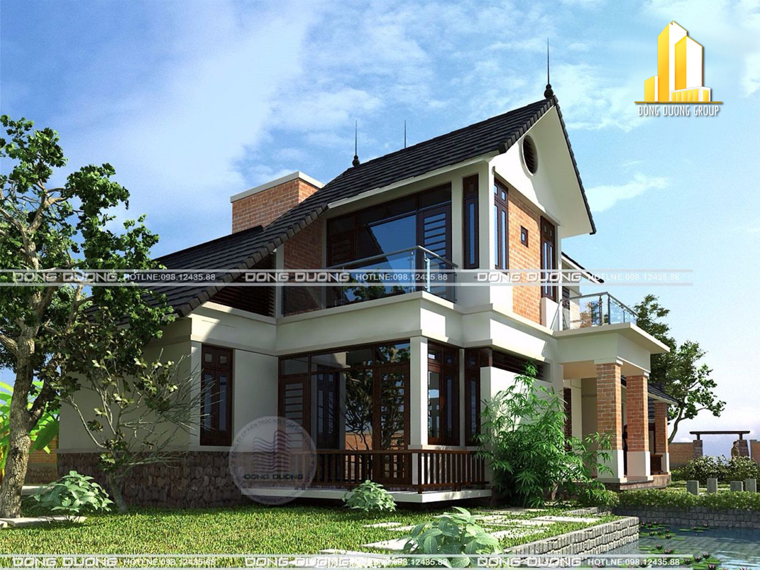 Thiết kế biệt thự nhà vườn kiểu châu Âu – BT1518