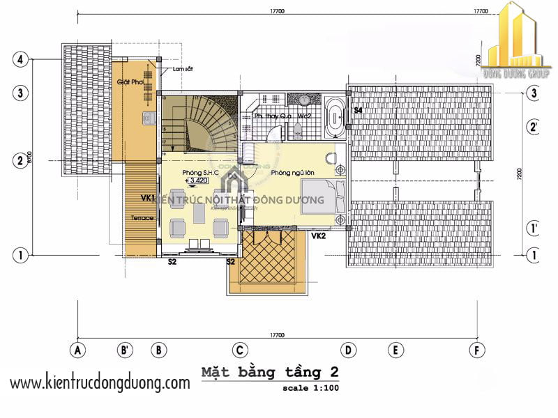 Thiết kế biệt thự nhà vườn kiểu châu u - BT1518 -kientrucdongduong.com - MBT1