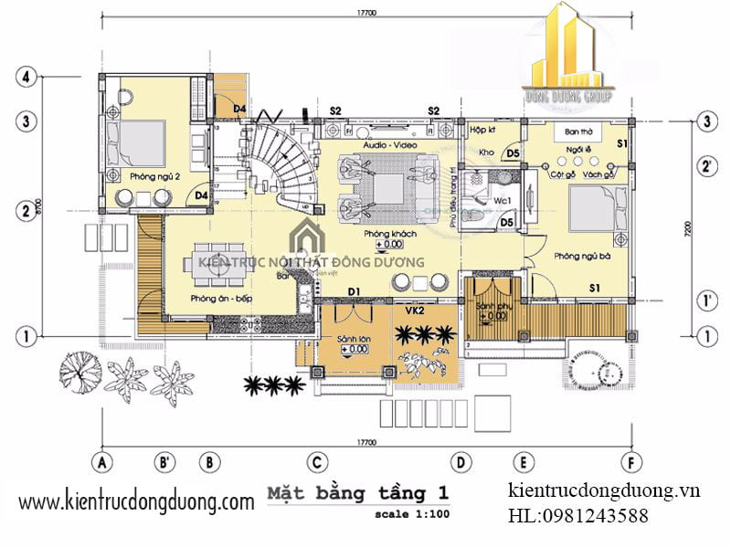 Thiết kế biệt thự nhà vườn kiểu châu u - BT1518 -kientrucdongduong.com - MBT2