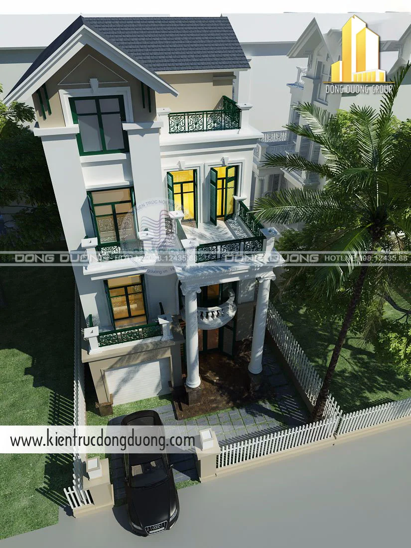 Thiết kế biệt thự phố tân cổ điển 4 tầng - BT1519-kientrucdongduong.com 01