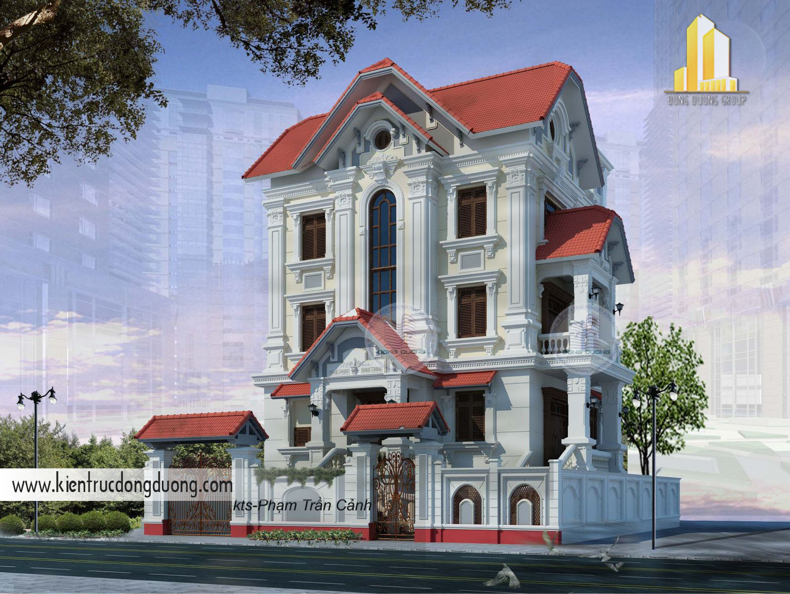 Thiết kế biệt thự tân cổ điển 3 tầng kiểu Pháp – BT1705