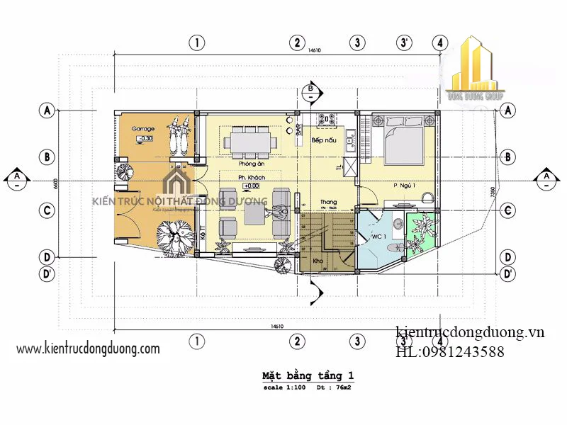 Thiết kế nhà phố 3 tầng hiện đại -kientrucdongduong.com 02