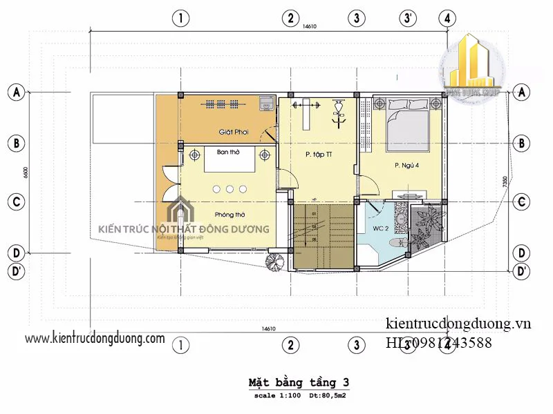 Thiết kế nhà phố 3 tầng hiện đại -kientrucdongduong.com 04