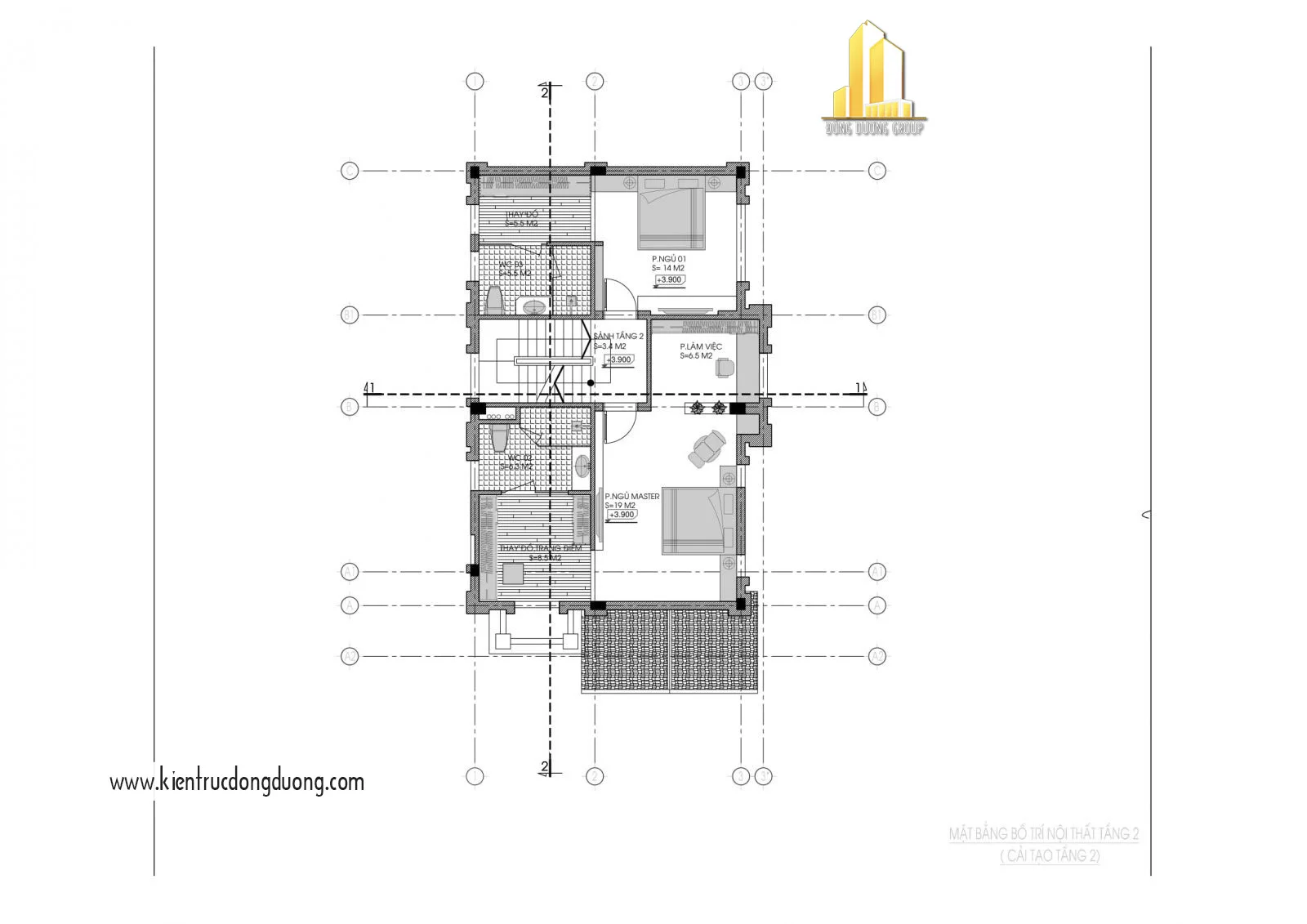 Thiết kế nhà phố tân cổ điển 3 tầng mái Thái-kientrucdongduong 04