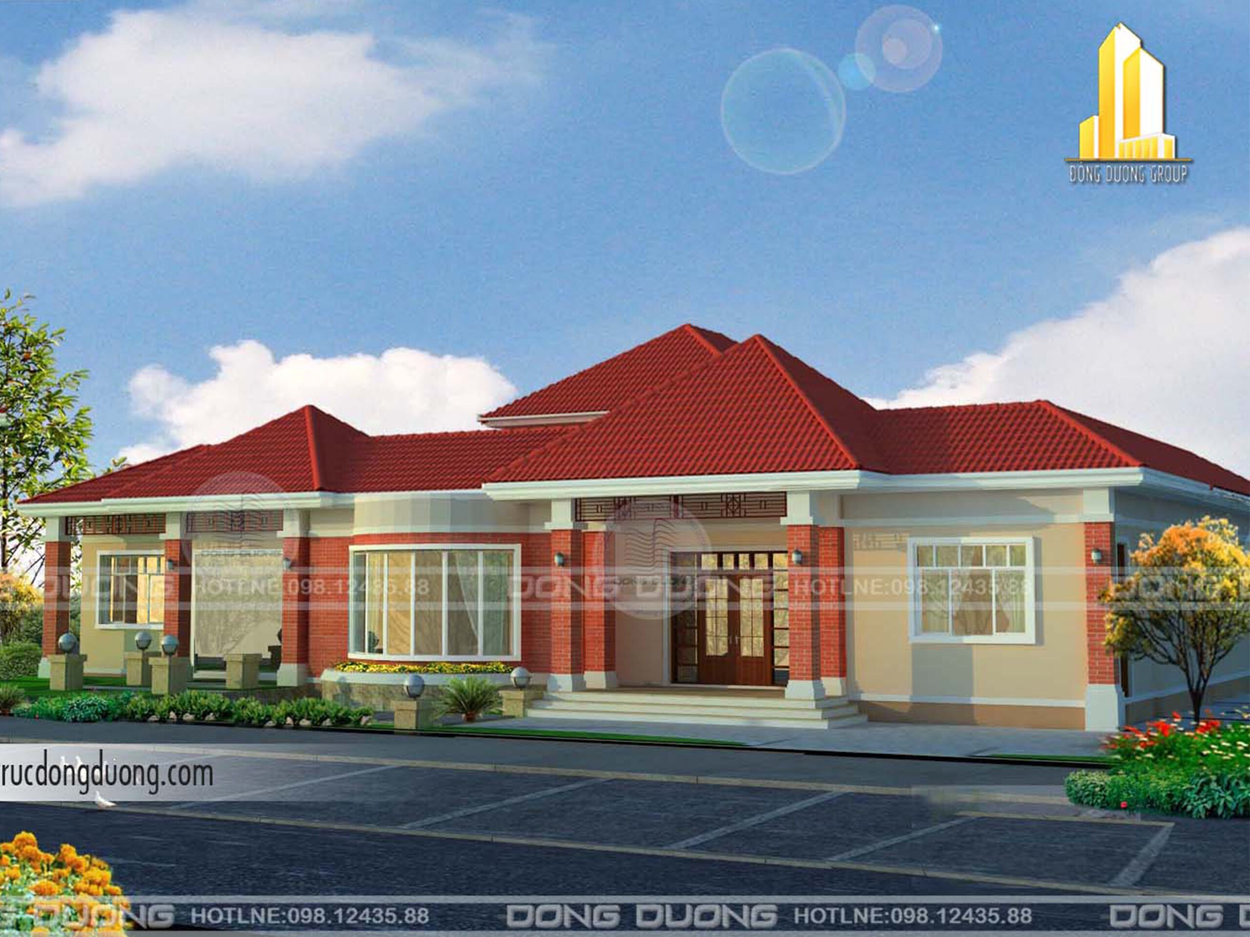 Thiết kế biệt thự nhà vườn 1 tầng hiện đại tại Phú Thọ – BT1608