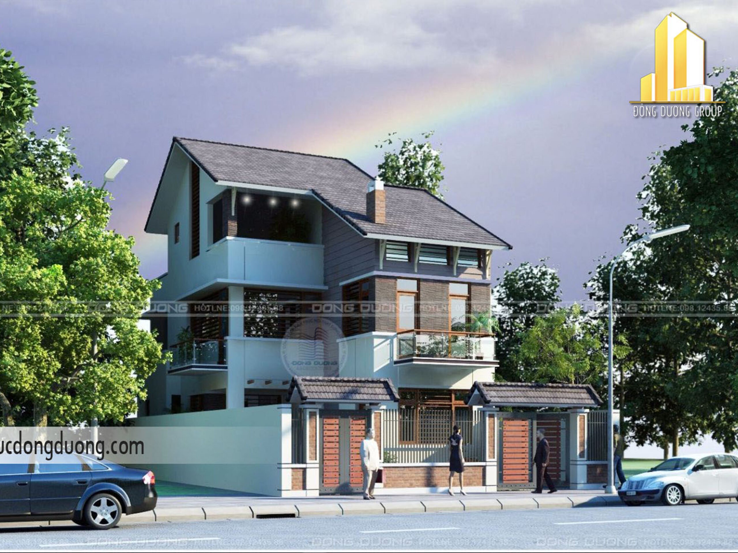 Thiết kế nhà phố 3 tầng 2 mặt tiền đậm nét Á Đông – NP1521