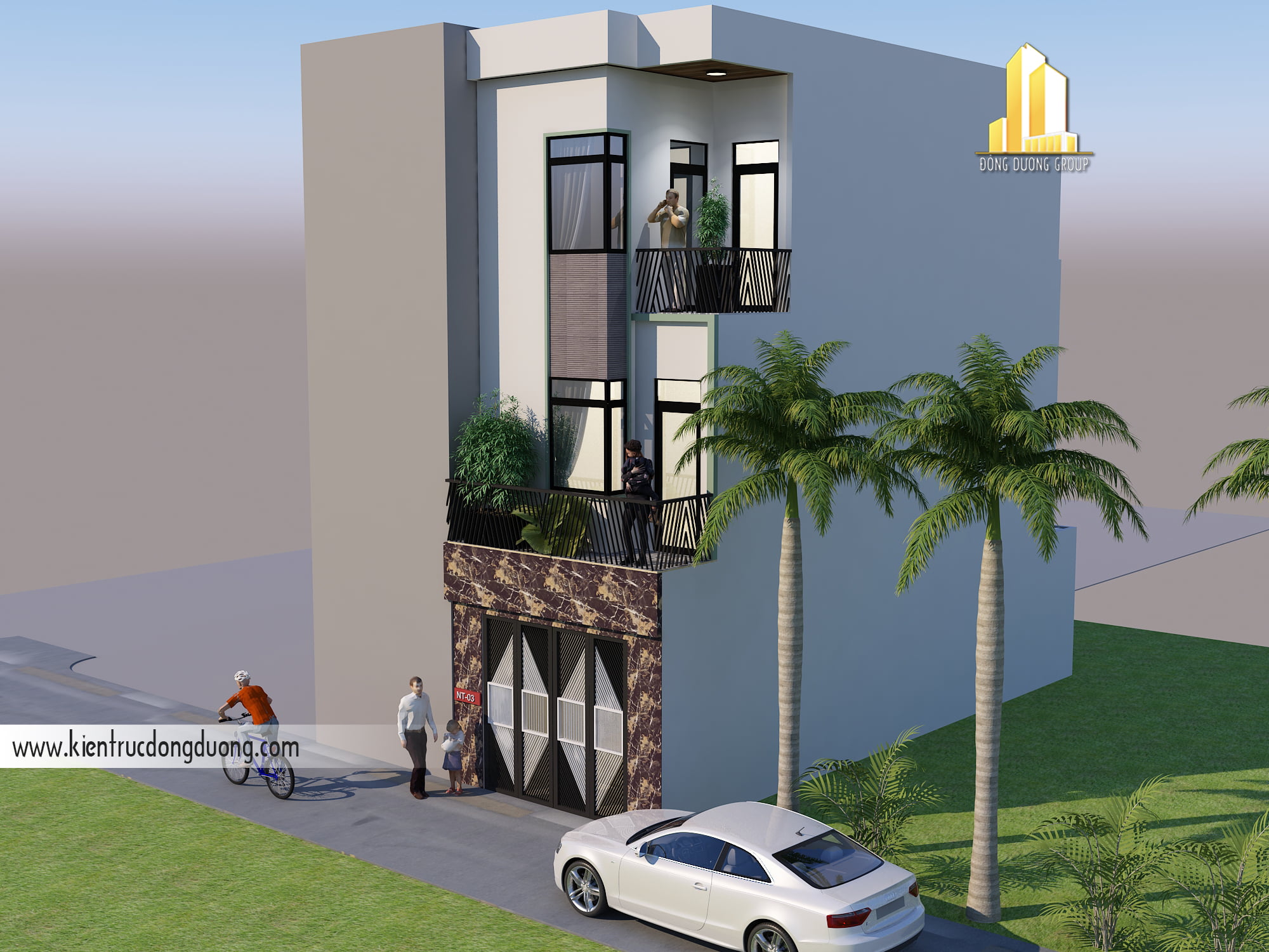 2. Thiết kế nhà phố 3 tầng phong cách hiện đại NP2407