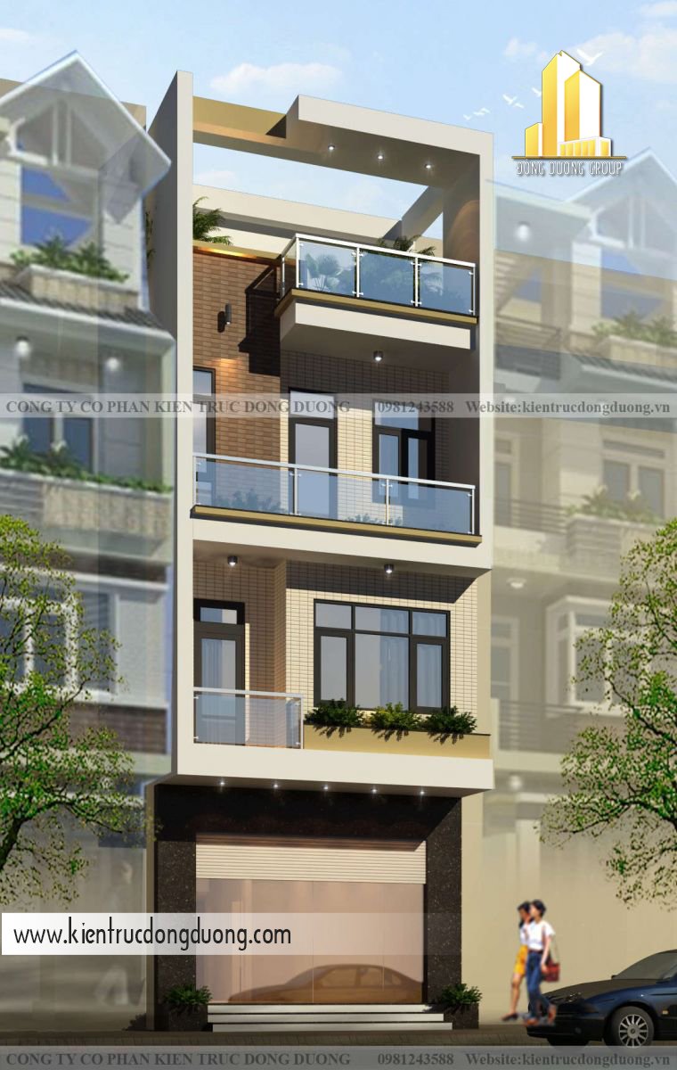 Mẫu nhà phố mặt tiền 4m-kientrucdongduong.com