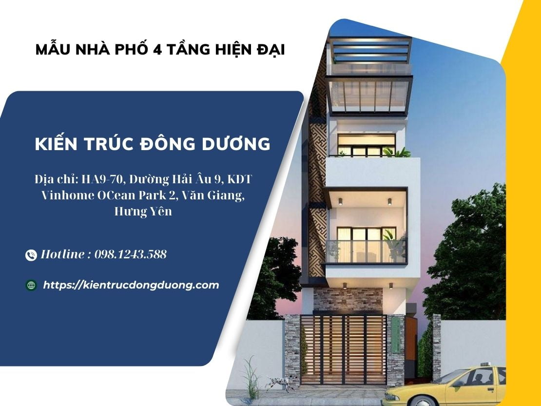 Mẫu nhà phố 4 tầng hiện đại