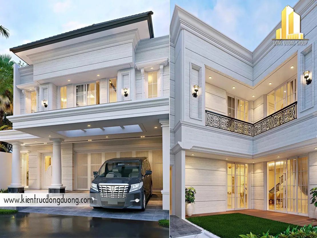 Thiết kế biệt thự tân cổ điển 2 tầng tại Hà Nội – BT2425