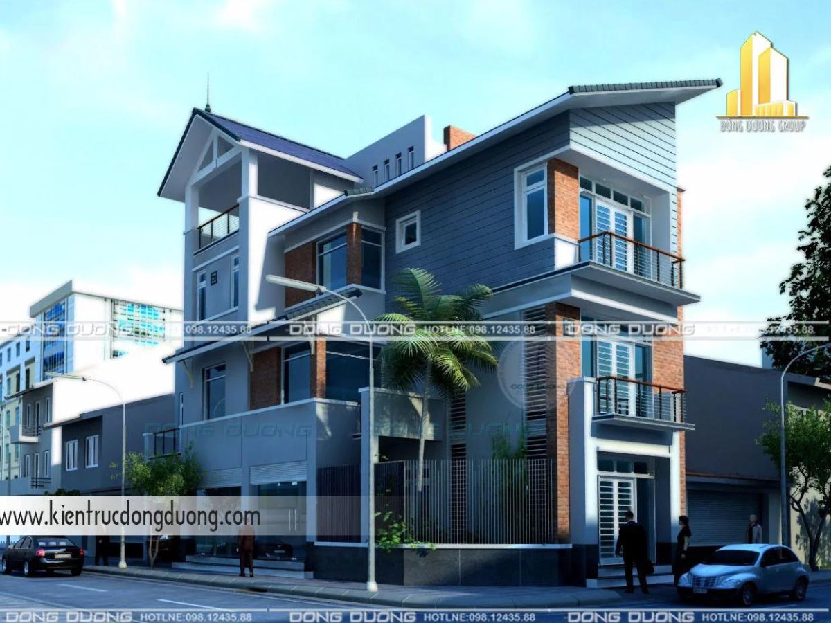 Mẫu nhà 3 tầng chữ L -kientrucdongduong.com