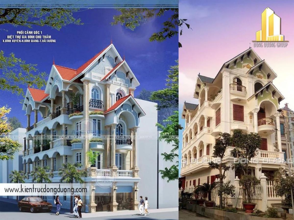 Thiết kế biệt thự 2 mặt tiền - kientrucdongduong.com