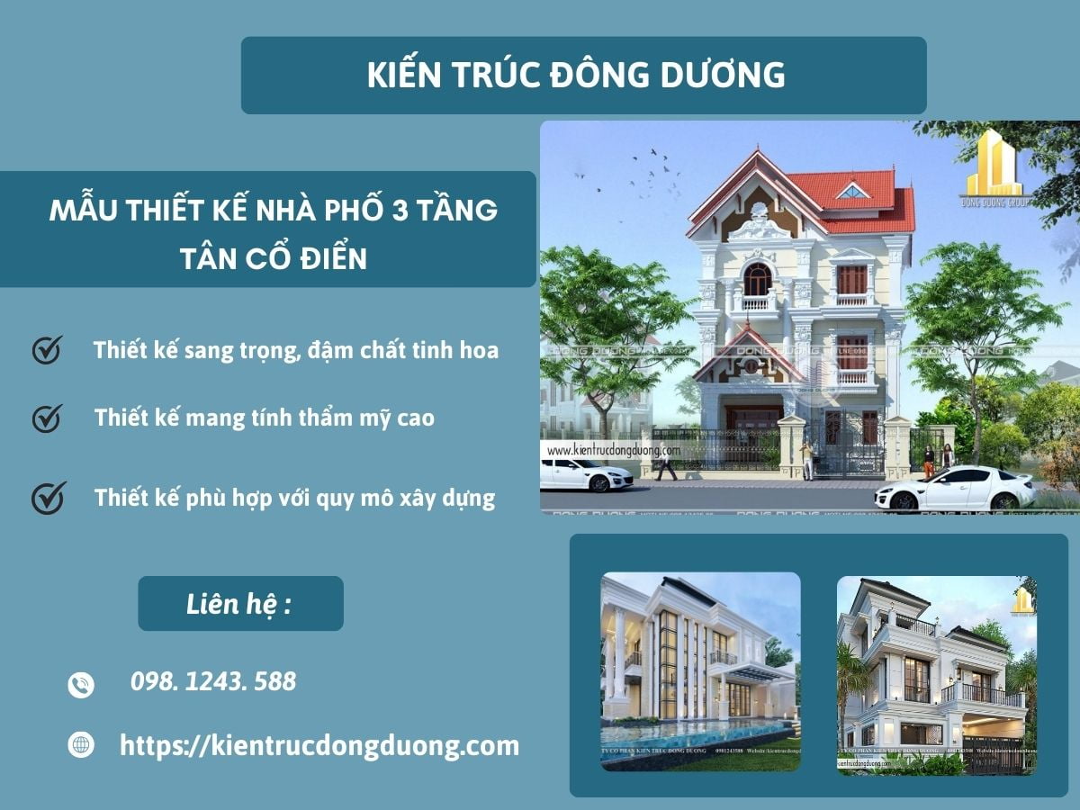 Thiết kế nhà phố 3 tầng tân cổ điển (1)