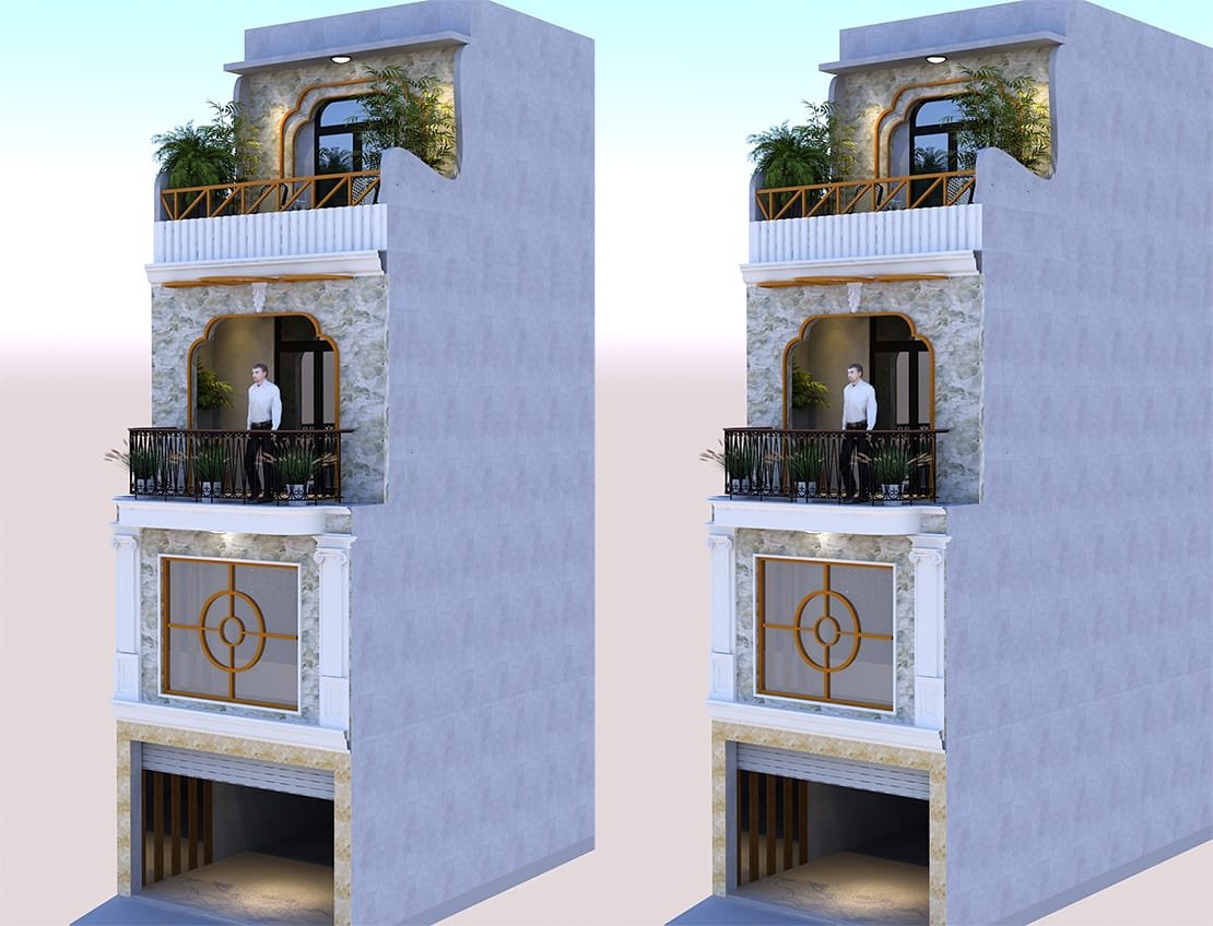 Download thư viện 3Ds Max free - Model 3D Nhà Phố mặt tiền 4m