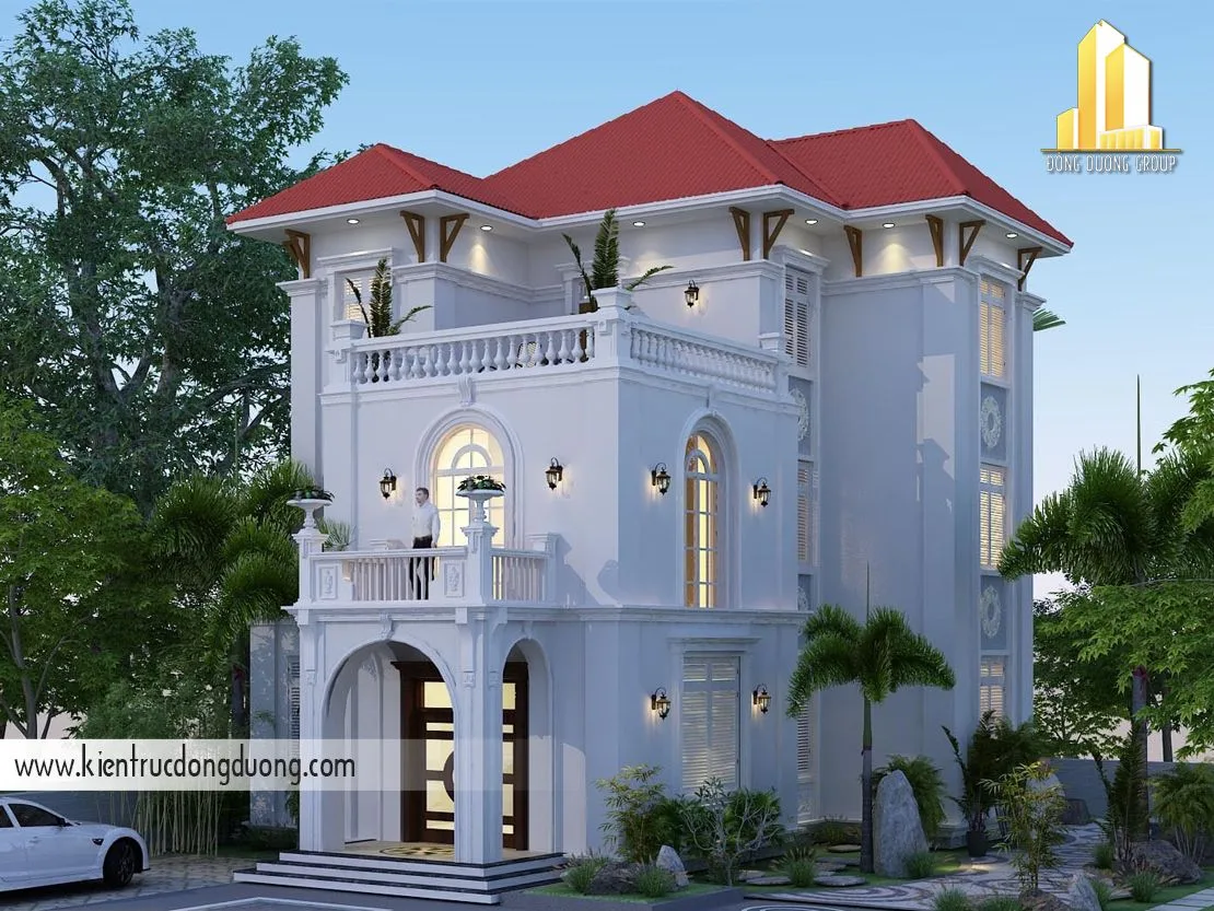 thiết kế biệt thự nhà vườn 3 tầng trên diện tích đất 400m ở nông thôn
