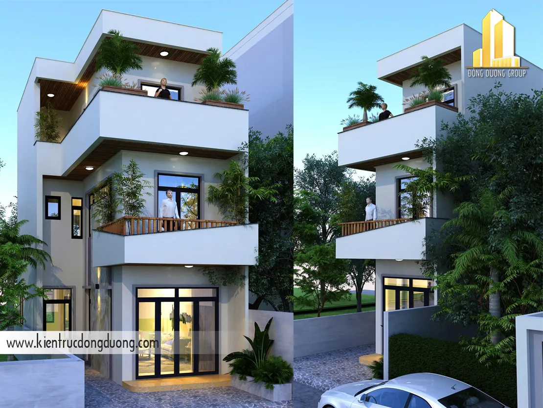 Thiết kế thi công trọn gói nhà 3 tầng hiện đại 2 mặt tiền - NP2508
