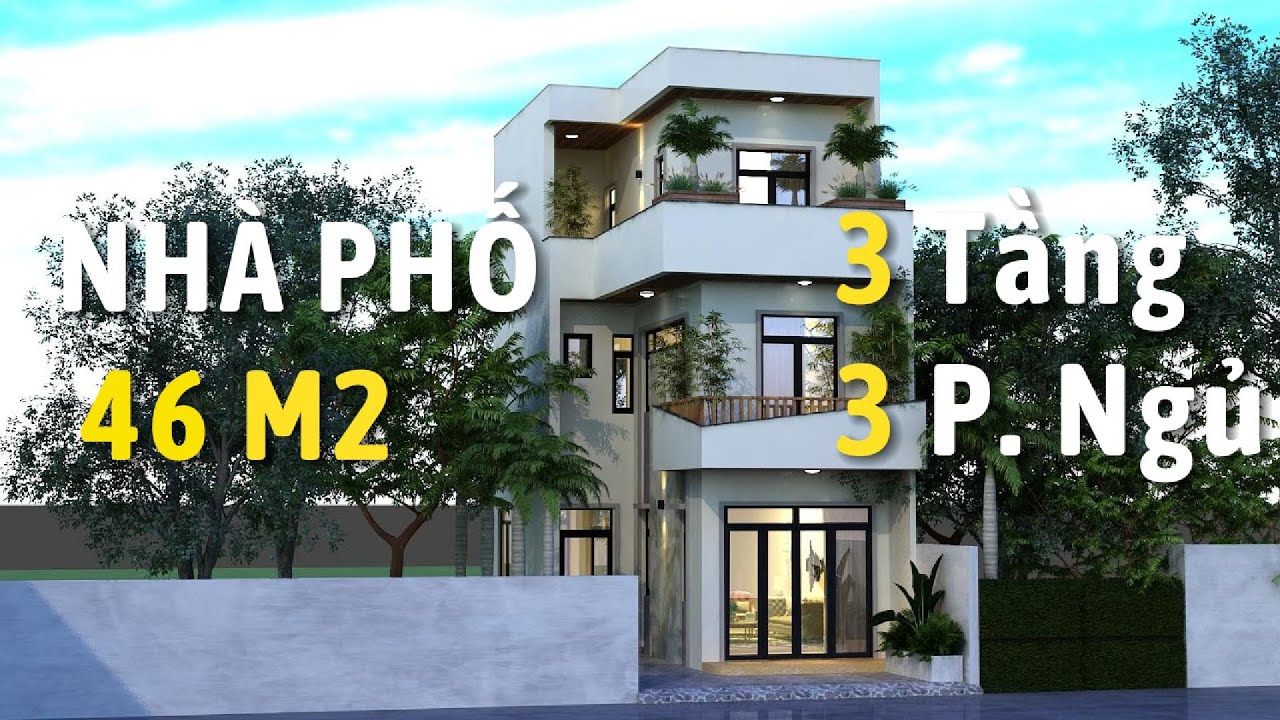 Nhà phố 3 tầng hiện đại 2 mặt tiền