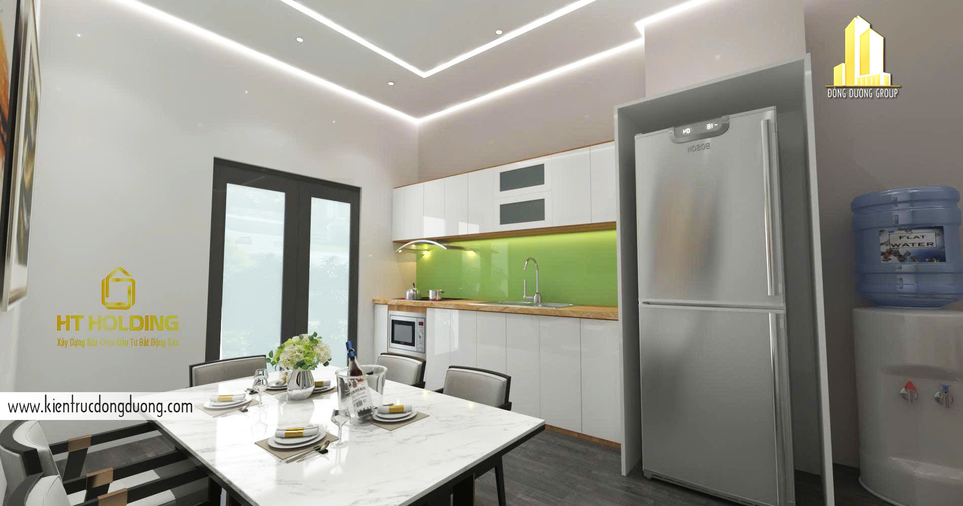 nhà phố nhỏ có bếp trên sân thượng