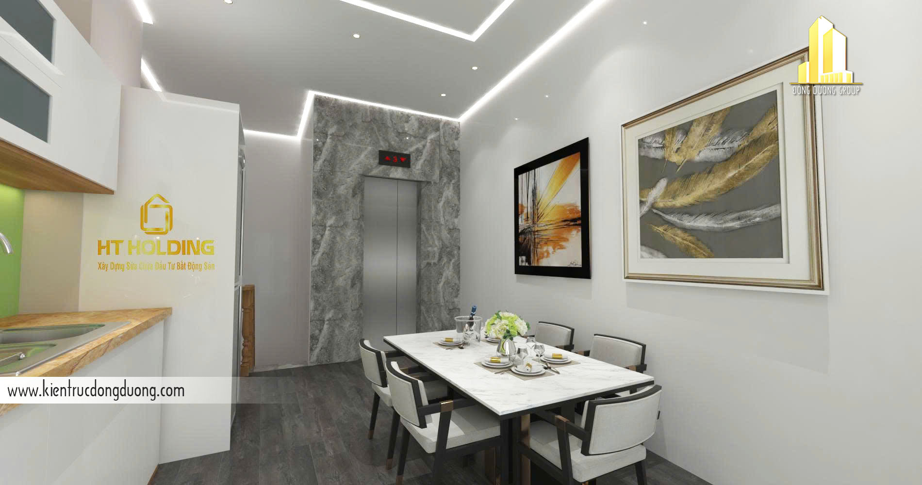 nội thất nhà phố có thang máy