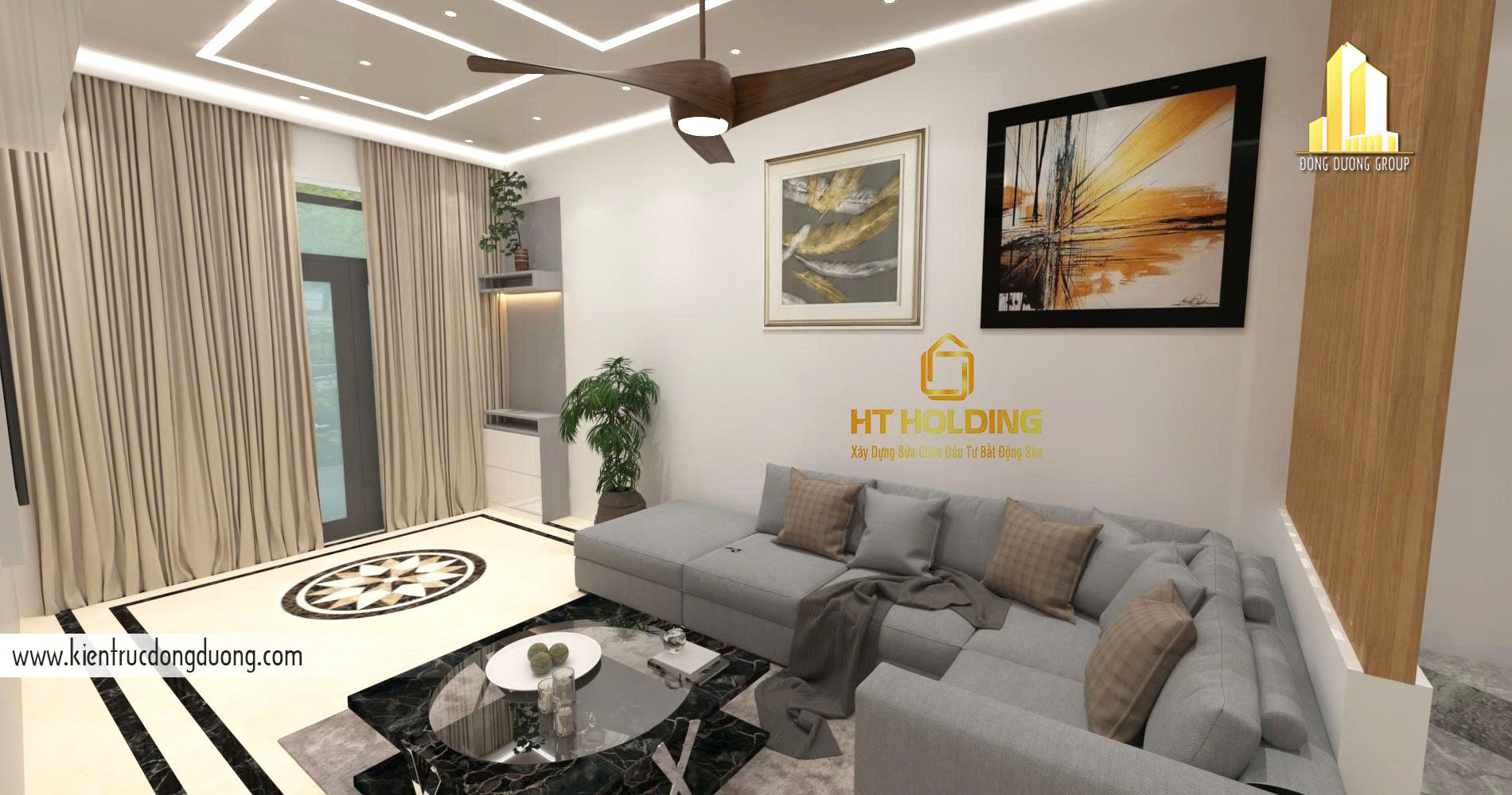 Nội thất phòng khách nhà phố hẹp mặt tiền 3m