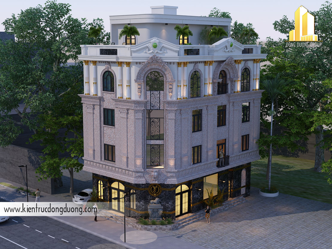 Thiết kế biệt thự tân cổ điển 4 tầng trên đất 400m²