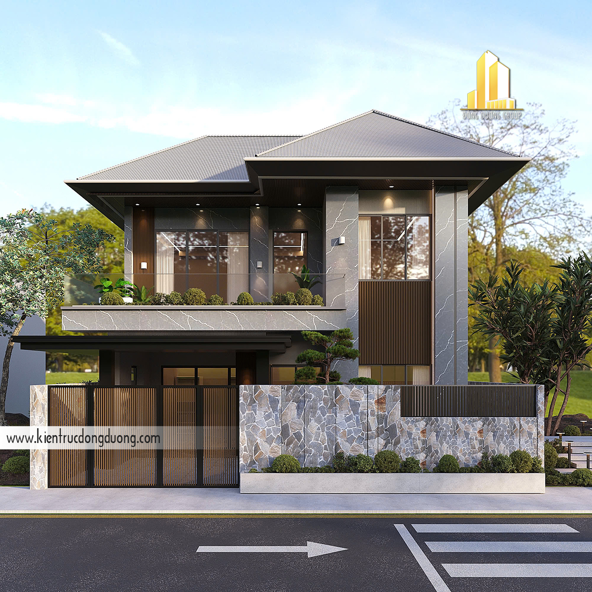 biệt thự mái Nhật hiện đại