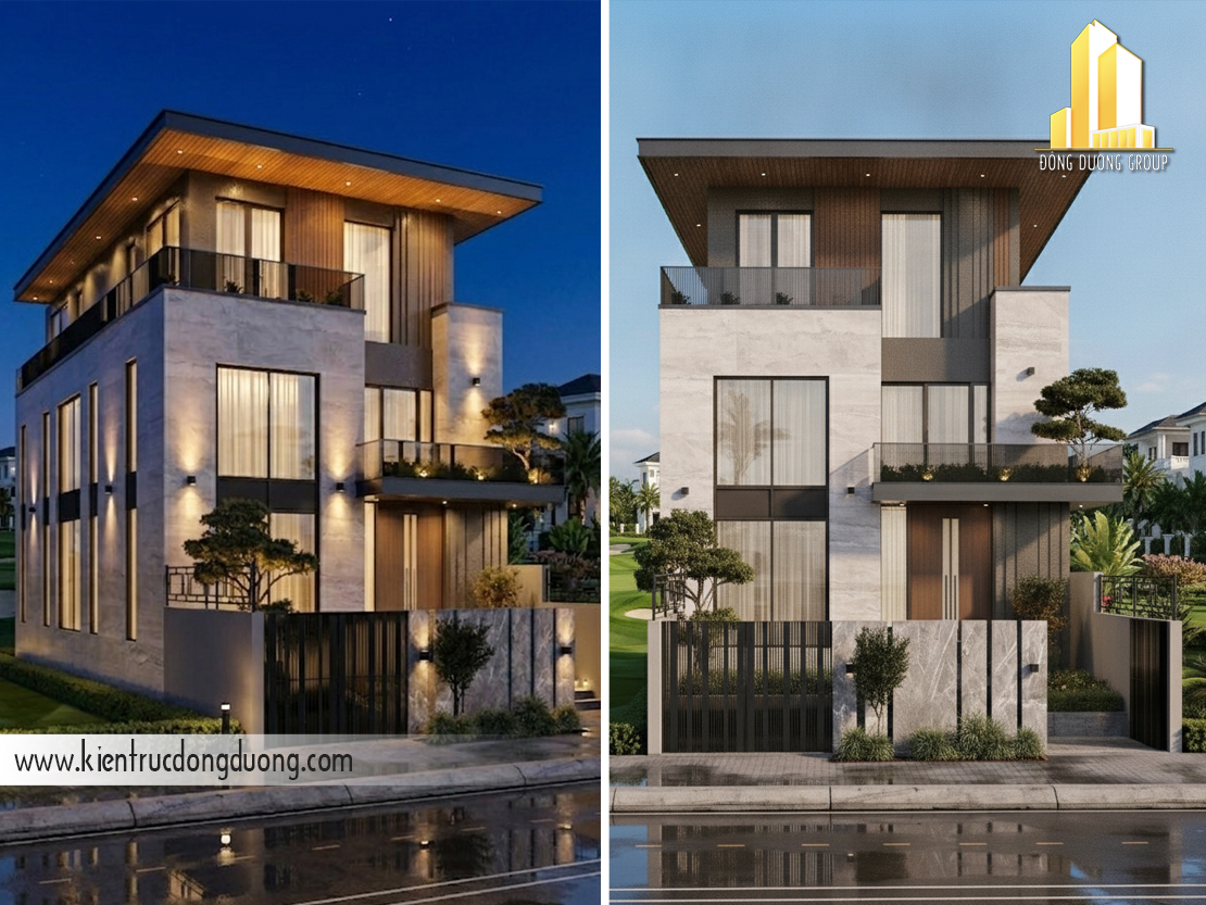 mẫu thiết kế biệt thự hiện đại 3 tầng 10x21m
