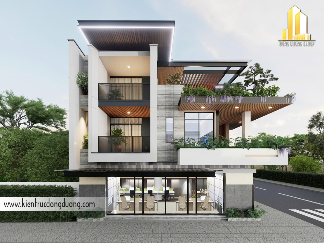 Thiết Kế Biệt Thự 3 Tầng Lô Góc 10x20m – Nhà Ở Kết Hợp Văn Phòng Cho Thuê – BT2621