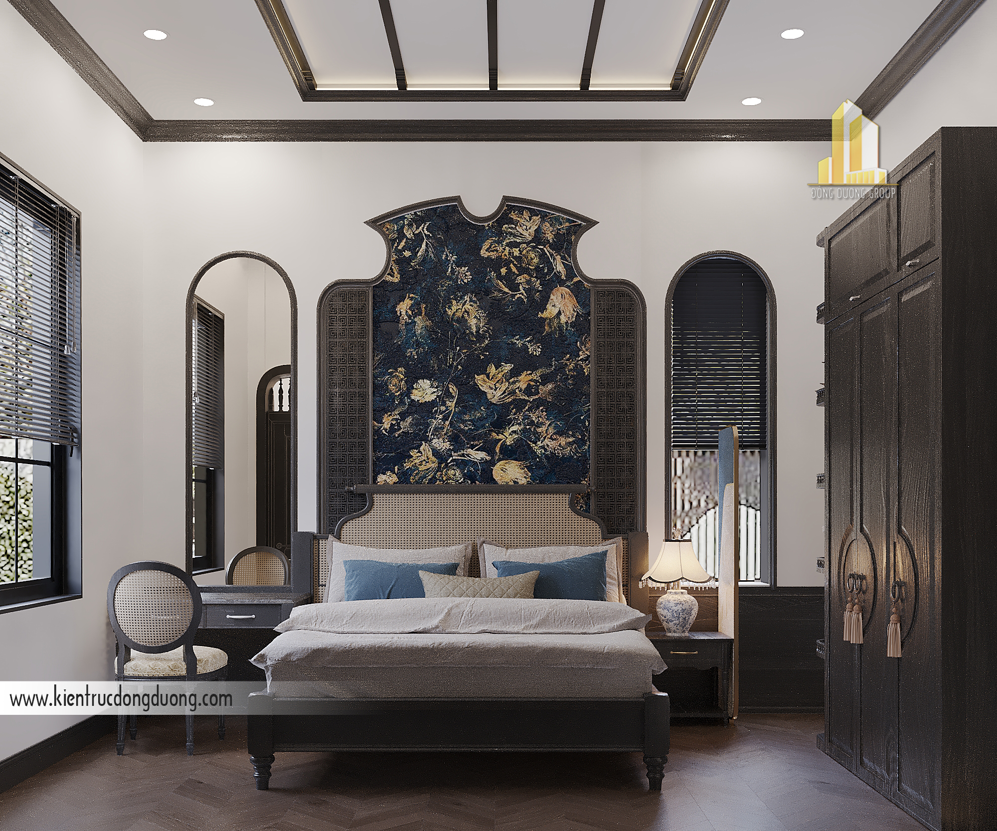 nội thất phòng ngủ biệt thự Indochine